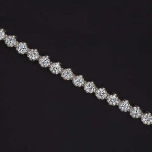 3.23ct LAB CREATED DIAMOND TENNIS BRACELET 14k WHITE GOLD CLASSIC ROUND CUT 3ct - Picture 1 of 3
