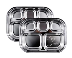 2-Pcs Miffy Overlapping Stainless Steel Plate- Made In Korea Free Shipping - Picture 1 of 3