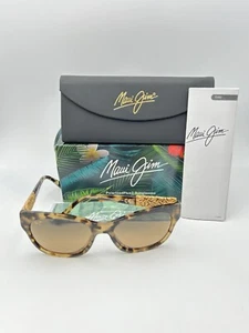 MAUI JIM Polarized Sunglasses MJ747 21B Monstera Leaf 24K Gold Bronze Havana - Picture 1 of 6