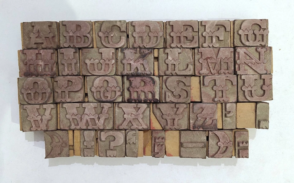 37 Letterpress wood/wooden Hand-carved Matrices for type English #WMT-050 - Image 1 of 4