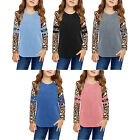 Kids Girls Top Cute Tee Shirts Casual T-Shirt Leopard Print Tunic Sport Tshirt