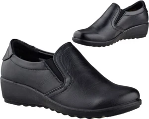 Ladies Cushion Walk Slip On Low Wedge Casual Walking Nurse Comfort Womens Shoes - Picture 1 of 9