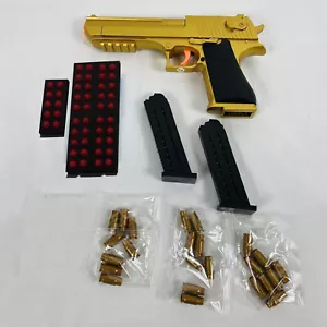 Soft Foam Bullet Gun mit Kugeln, Kinder Pistole Spielzeug mit 2 Magazine Gold - Bild 1 von 24