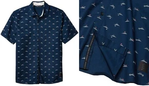Adidas Golf Adicross Stretch Woven Button Down Shirt - Mt Fuji Print - RRP£60