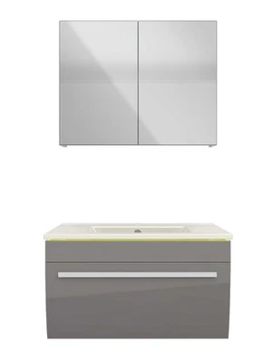 Badmöbel Set Gently 3 V1 Weiß/Grau MDF Waschtisch 70cm - Bild 1 von 4