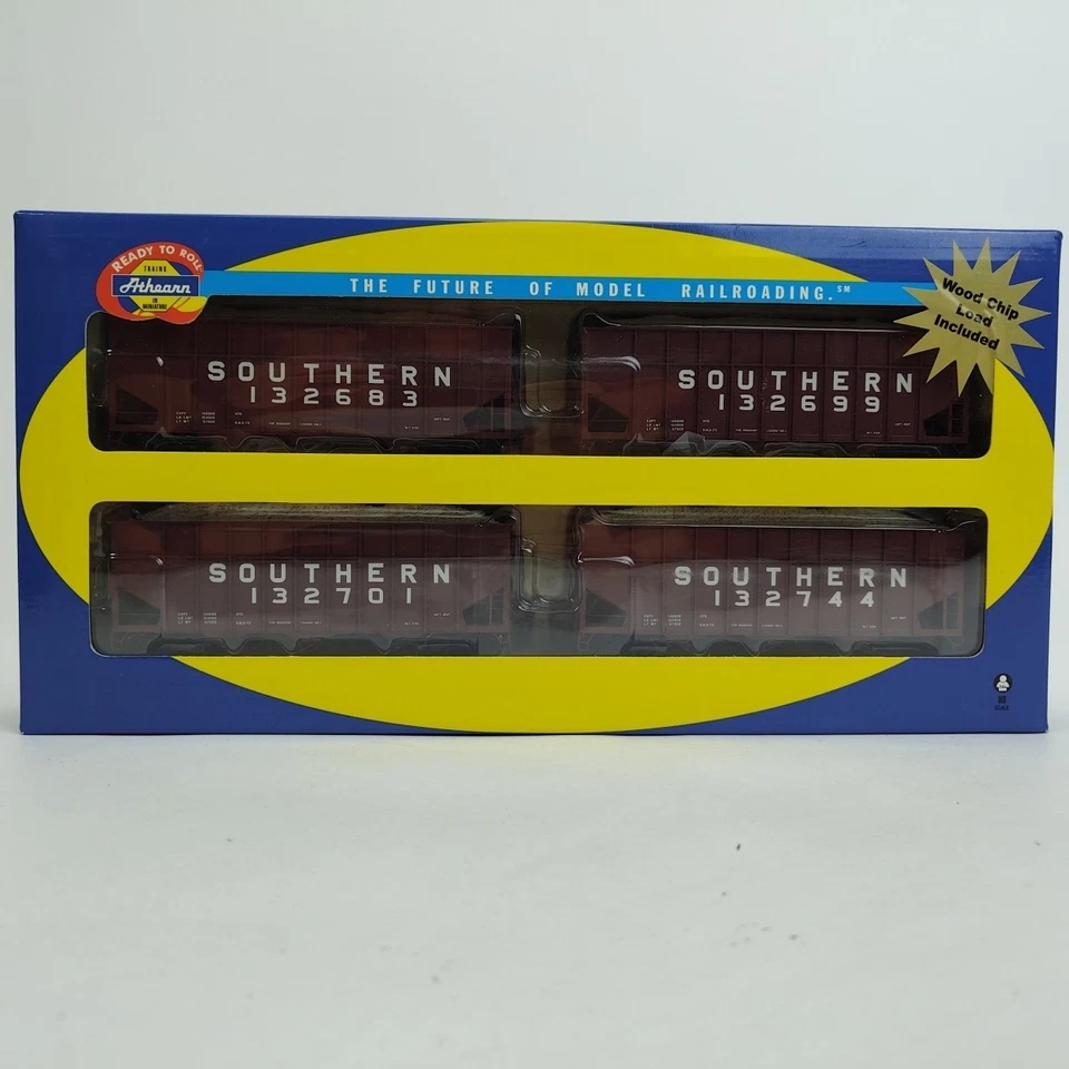 Athearn HO Scale RTR Southern 40' Wood Chip Hopper Ribbed 4 Pack Set 76411 NEW - Image 1 of 4