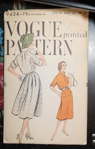Vestido vintage años 50 Vogue una pieza #9434 Busto 34 sin cortar talla 14 sin cortar - Imagen 1 de 2