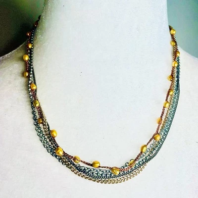 Collar Multihilo Premier Designs Tono Plata Tono Dorado Cordón Cuentas Foto 1 de 3