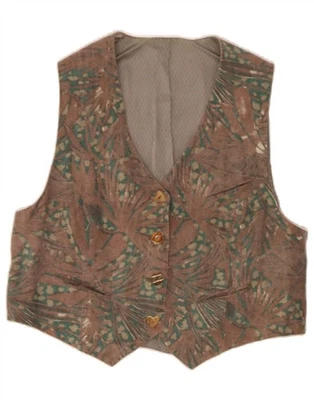 Chaleco de mujer LODENFREY patrón abstracto Reino Unido 18 XL algodón marrón AQ02 Foto 1 de 3