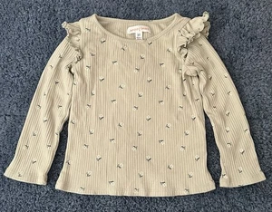 Camicia Jumping Beans bambina 3T verde floreale con volant spalle a costine L/S - Foto 1 di 6