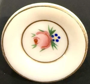 Pretty Floral Hand Painted Plate Design Milk Glass Button - Picture 1 of 2