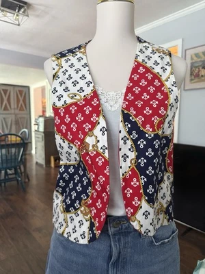 Vtg Womens Nautical Sailing Coastal Nantucket Cape Cod Anchor Reversible Stripes - Image 1 of 4