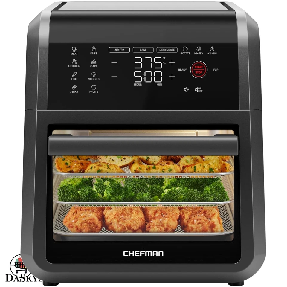 Versátil horno freidora de aire con pantalla táctil de 12 cuartos de galón con temporizador digital y 12 ajustes preestablecidos Foto 1 de 4