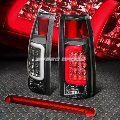 SMOKED HOUSING CHROME 3D LED TAIL+RED 3RD BRAKE LIGHT FOR 92-00 SUBURBAN/TAHOE - Image 1 of 4
