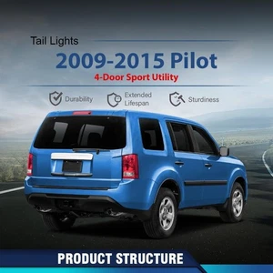 PIT66 Tail Lights Taillight Assembly Pair Compatible with Honda Pilot - Picture 1 of 9