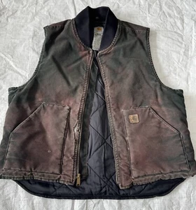 CHAQUETA CHALECO CARHARTT DE COLECCIÓN V02 SPC FORRADA CON EDREDÓN XL Verde Abeto DESTEÑIDO DESGASTADO - Imagen 1 de 15