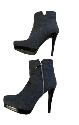 STUART WEITZMAN Mujer Tacones Botines Gris Lana Plataforma Talla 9 M Stiletto Foto 1 de 4