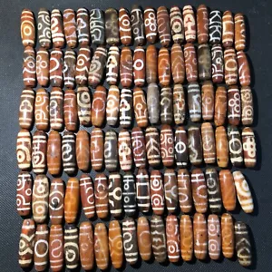 Magic Tibetan Old Agate Various patterns Totems dZi Bead Amulet 100pcs - Picture 1 of 11