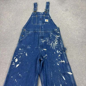 Carhartt Dungarees Adult 32x30 Blue Overalls Bib Carpenter Work Wear Denim Men - Picture 1 of 11