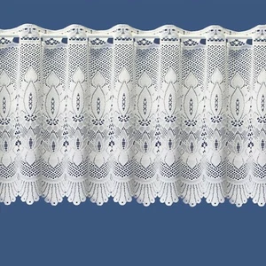 Prague Floral White Thick Heavy Cafe Lace Net Curtains - SOLD BY THE METRE - Picture 1 of 2