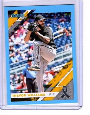TREVOR WILLIAMS 2019 DONRUSS BASEBALL FATHERS DAY RIBBON PARALLEL CARD 102 43/49 - Image 1 of 2