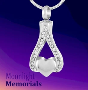 New Teardrop Crystal Heart Cremation Urn Keepsake Ashes Memorial Necklace - Picture 1 of 10