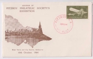 Stamp Australia 5d bi-plane on cover Fitzroy Philatelic Society cover & postmark - Bild 1 von 1