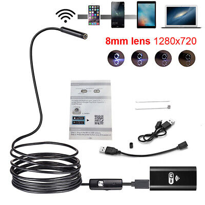 LED Snake Endoscope Borescope Inspection WiFi Camera Scope For IPhone Android UK • 16.50£