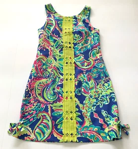 Lilly Pulitzer Delia Textured Cotton Shift Dress Toucan Play Paisley 2 0 Lace - Picture 1 of 7
