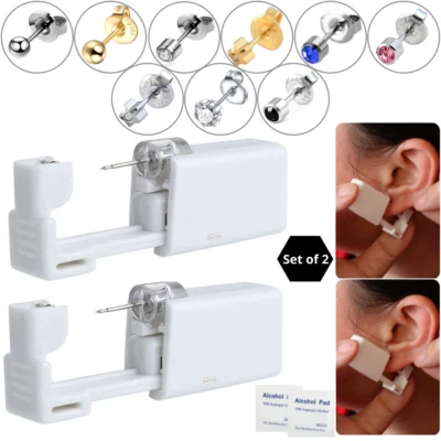 2Pcs Disposable Ear Piercing Gun Tool  Earring Gun Kit Ear Stud Gun Piercing UK - Image 1 of 4