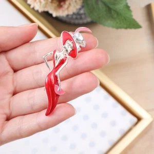 Esmalte Rojo Sexy Dama Sombrero Broche Moda Fiesta Niña Joyería Accesorios Pin - Imagen 1 de 11