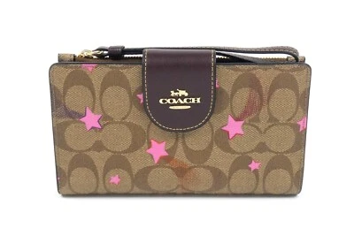 Coach Signature Khaki Disco Star Tech Phone Wallet NWT C7292 - Image 1 of 4