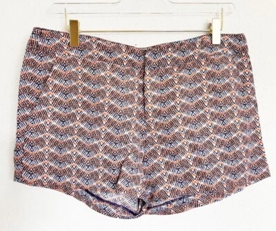 JOIE NWOT Merci Shorts Geometric Print Blue Orange Sz 8 LINEN SILK BLEND - Image 1 of 4