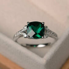 2.95 Ct Emerald Diamond Engagement Ring 14K Solid White Gold Rings Size 7 7.25