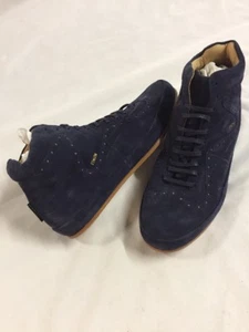 $325 Freeman Plat COURT MID Men’s Leather Boot SNEAKER Shoes Size 12 Navy EUR 45 - Picture 1 of 12