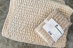 Set Pottery Barn Teen Velvet Pick Stitch FULL QUEEN Quilt Pillow Sham New Latte - Picture 1 of 7