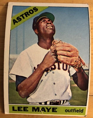 1966 Topps Lee Maye Baseball Card #162 Astros Outfield Low-Grade Poor Creased - Image 1 of 2