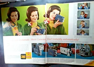 Kodak Instamatic 1965 original cámara anuncio de revista de Navidad de 2 páginas - Imagen 1 de 1