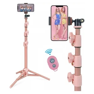 Linco Universal 52" Selfie Stick Telefon Stativ Ständer mit Bluetooth Fernbedienung Pink - Bild 1 von 9