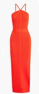 Herve Leger Variegated Rib Maxi Dress L Red New With Tags, Free Shipping - Picture 1 of 7