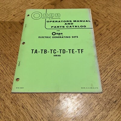 Vintage ONAN TA TB TC TD TE TF Generator GenSet Operators Manual 919-0301 - Image 1 of 4