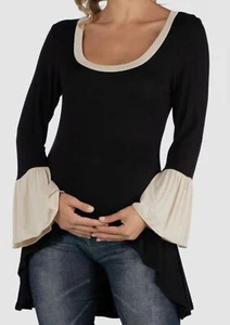 24seven Comfort Apparel Women Black High Low Maternity Tunic Top Plus Size 1X - Picture 1 of 2