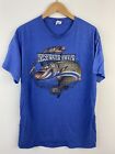 Grand t-shirt vintage Delta Pro poids pêcheur d'eau douce nature bleu muskie 