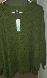 Suéter Bobeau Philippa Cuello Redondo Verde Oliva y Negro Lunares Talla Grande 3X 🥰 - Imagen 1 de 10