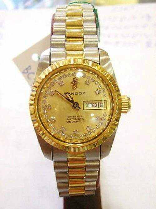 Reloj Automático Sandoz Dos Tonos Esfera Oro Diamante Marcador de Hora 398235D-12-8 Foto 1 de 1
