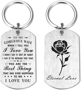 to My Wife Valentines Day Gifts for Women, I Love You Keychain for Wife Her, Wif - Picture 1 of 12