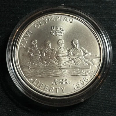1996-D Atlanta Olympics Rowing UNC Silver Dollar Commemorative Box and COA - Image 1 of 4