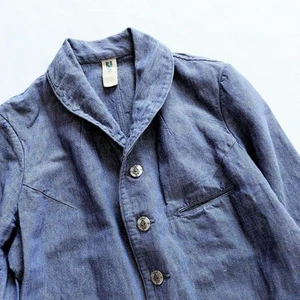 45Rpm Indigo Linen Dungaree Jacket Unisex Japanese Made 9 Used JAPAN - Picture 1 of 14