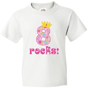 Inktastic 8th Birthday Rocks Girls 8 Year Old Youth T-Shirt Eighth Pink Tee Kids - Picture 1 of 10