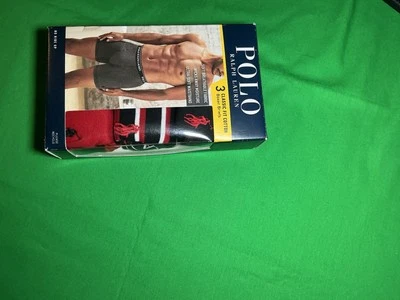 Paquete de 3 calzoncillos boxer de algodón con logotipo de ajuste clásico POLO RALPH LAUREN rayas negras rojas Foto 1 de 4